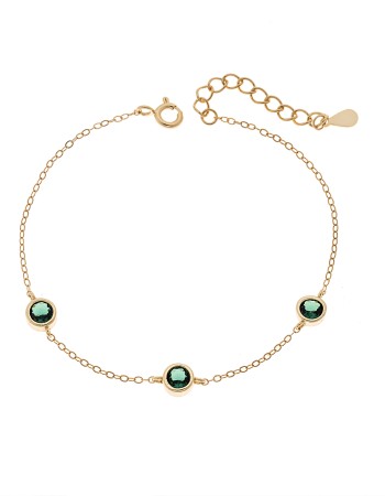Βραχιόλι Γυναικείο Senza από επιχρυσωμένο ασήμι 925, τρεις πέτρες - SSR4678GGN