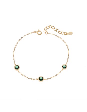 Βραχιόλι Γυναικείο Senza από επιχρυσωμένο ασήμι 925, τρεις πέτρες - SSR4678GGN