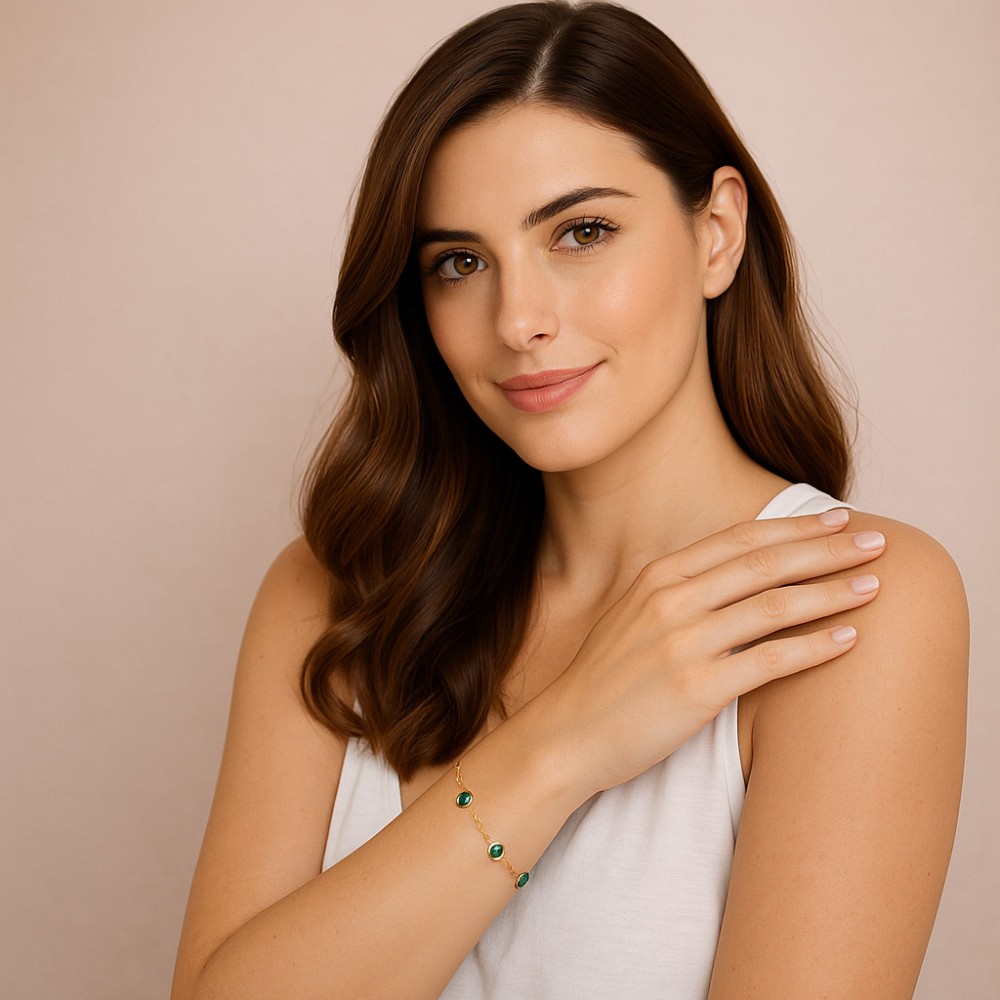 Βραχιόλι Γυναικείο Senza από επιχρυσωμένο ασήμι 925, τρεις πέτρες - SSR4678GGN