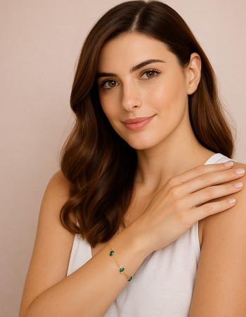 Βραχιόλι Γυναικείο Senza από επιχρυσωμένο ασήμι 925, τρεις πέτρες - SSR4678GGN