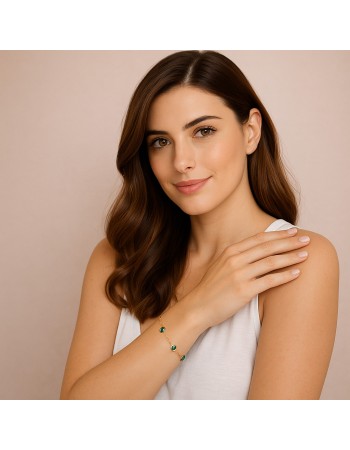 Βραχιόλι Γυναικείο Senza από επιχρυσωμένο ασήμι 925, τρεις πέτρες - SSR4678GGN