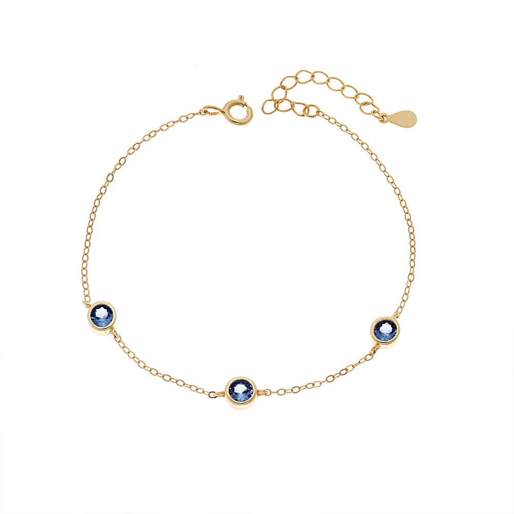 Βραχιόλι Γυναικείο Senza από επιχρυσωμένο ασήμι 925, τρεις πέτρες - SSR4678GLB