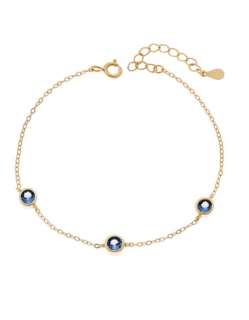 Βραχιόλι Γυναικείο Senza από επιχρυσωμένο ασήμι 925, τρεις πέτρες - SSR4678GLB