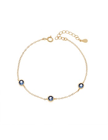 Βραχιόλι Γυναικείο Senza από επιχρυσωμένο ασήμι 925, τρεις πέτρες - SSR4678GLB
