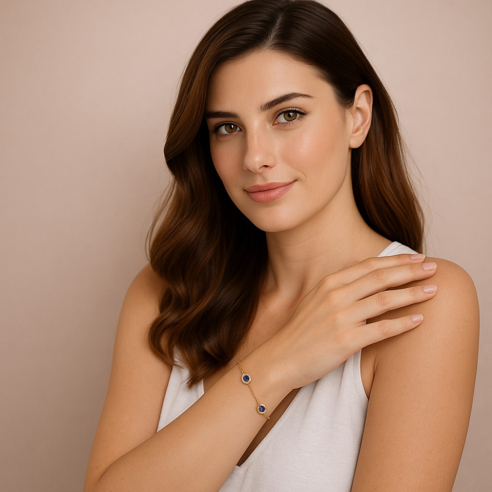 Βραχιόλι Γυναικείο Senza από επιχρυσωμένο ασήμι 925, τρεις πέτρες - SSR4678GLB