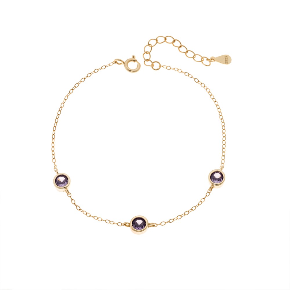 Βραχιόλι Γυναικείο Senza από επιχρυσωμένο ασήμι 925, τρεις πέτρες - SSR4678GPE