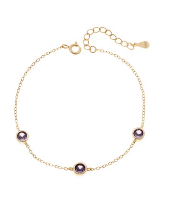 Βραχιόλι Γυναικείο Senza από επιχρυσωμένο ασήμι 925, τρεις πέτρες - SSR4678GPE