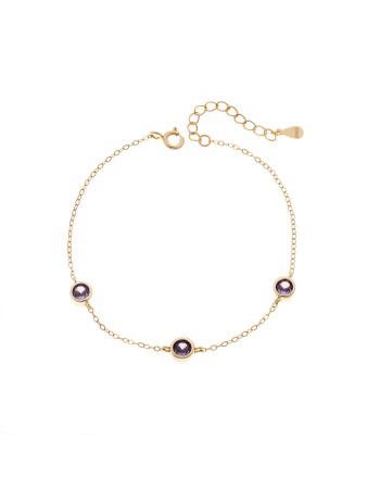 Βραχιόλι Γυναικείο Senza από επιχρυσωμένο ασήμι 925, τρεις πέτρες - SSR4678GPE