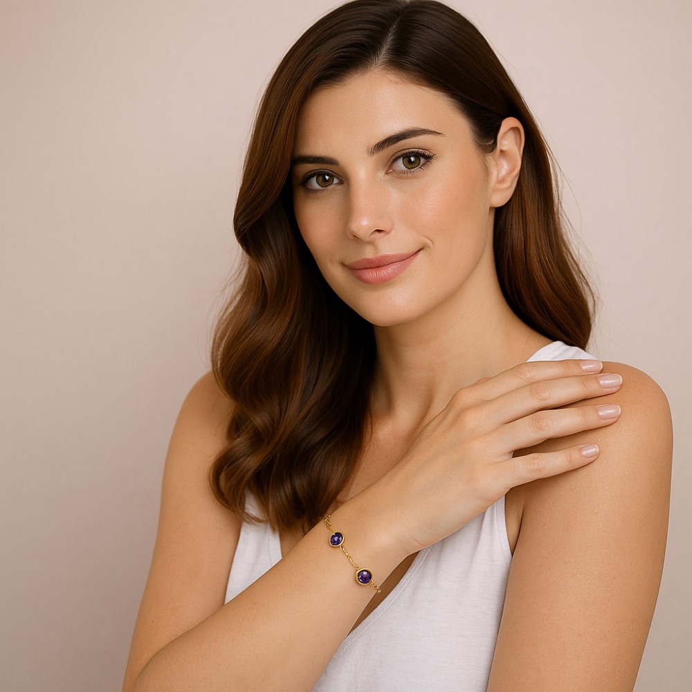 Βραχιόλι Γυναικείο Senza από επιχρυσωμένο ασήμι 925, τρεις πέτρες - SSR4678GPE