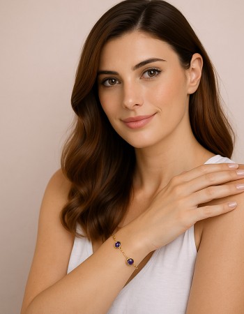 Βραχιόλι Γυναικείο Senza από επιχρυσωμένο ασήμι 925, τρεις πέτρες - SSR4678GPE