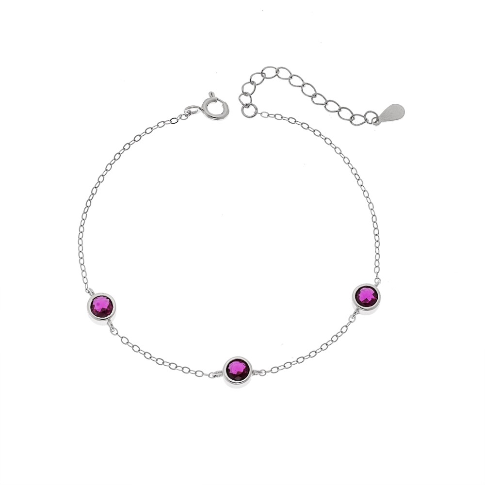 Βραχιόλι Γυναικείο Senza από ασήμι 925, τρεις πέτρες - SSR4678SF