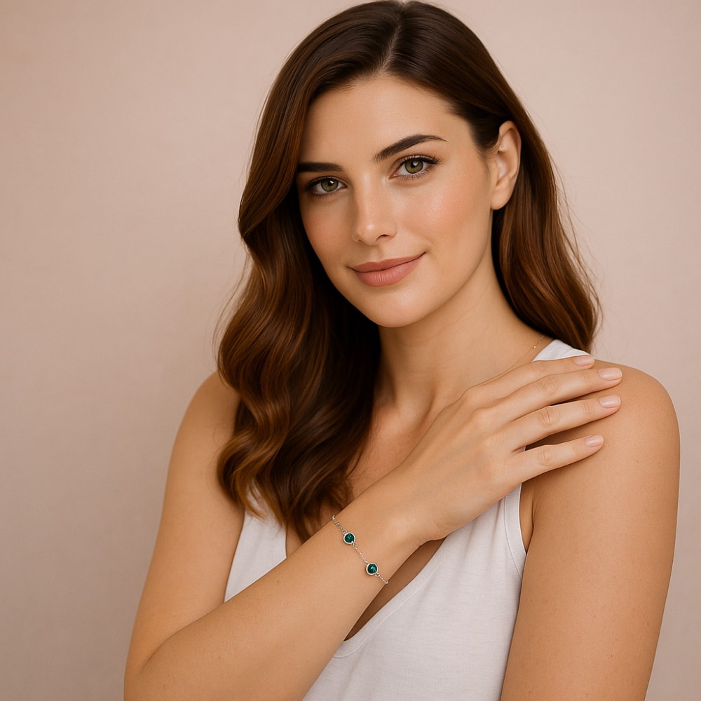 Βραχιόλι Γυναικείο Senza από ασήμι 925, τρεις πέτρες - SSR4678SGN