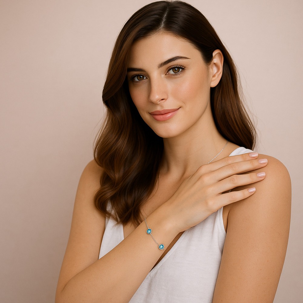 Βραχιόλι Γυναικείο Senza από ασήμι 925, τρεις πέτρες - SSR4678SLB