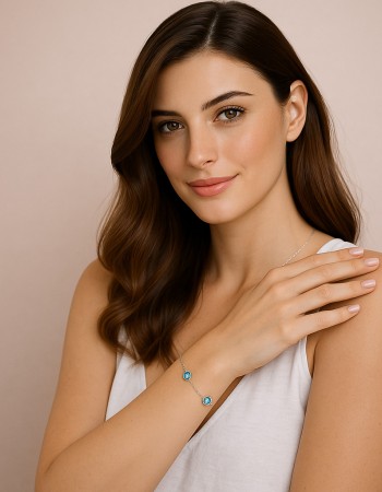 Βραχιόλι Γυναικείο Senza από ασήμι 925, τρεις πέτρες - SSR4678SLB