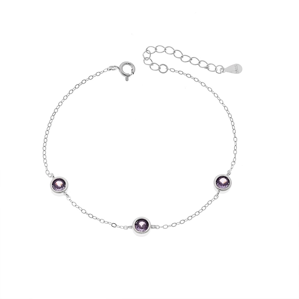 Βραχιόλι Γυναικείο Senza από ασήμι 925, τρεις πέτρες - SSR4678SPE