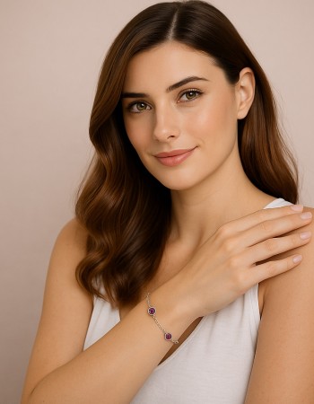 Βραχιόλι Γυναικείο Senza από ασήμι 925, τρεις πέτρες - SSR4678SPE