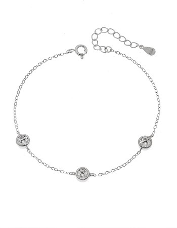 Βραχιόλι Γυναικείο Senza από ασήμι 925, τρεις πέτρες - SSR4678SR