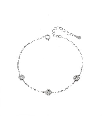 Βραχιόλι Γυναικείο Senza από ασήμι 925, τρεις πέτρες - SSR4678SR