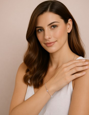 Βραχιόλι Γυναικείο Senza από ασήμι 925, τρεις πέτρες - SSR4678SR