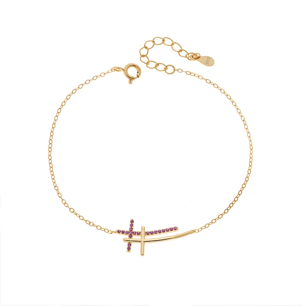 Βραχιόλι Γυναικείο Senza από επιχρυσωμένο ασήμι 925, διπλός σταυρός - SSR4679GF