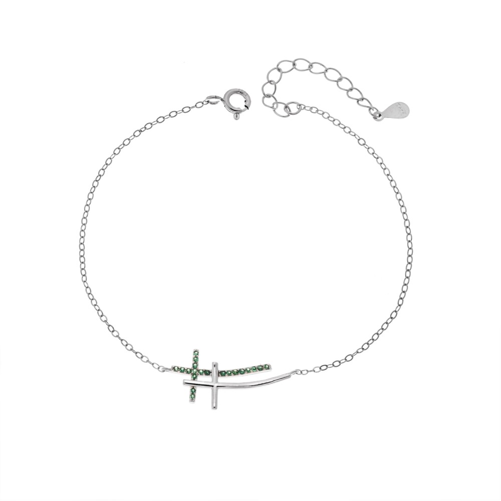 Βραχιόλι Γυναικείο Senza από ασήμι 925, διπλός σταυρός - SSR4679SGN