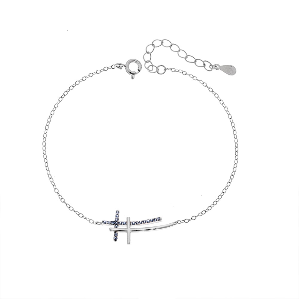 Βραχιόλι Γυναικείο Senza από ασήμι 925, διπλός σταυρός - SSR4679SLB