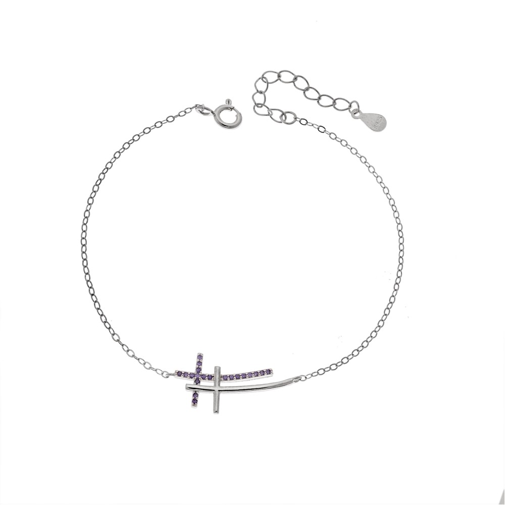 Βραχιόλι Γυναικείο Senza από ασήμι 925, διπλός σταυρός - SSR4679SPE