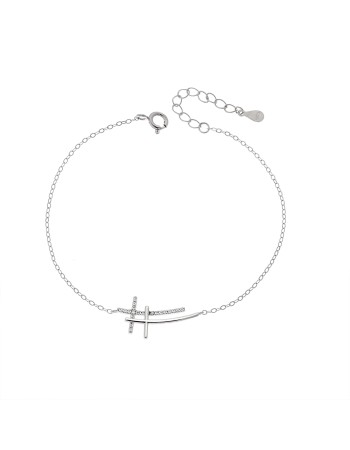 Βραχιόλι Γυναικείο Senza από ασήμι 925, διπλός σταυρός - SSR4679SR