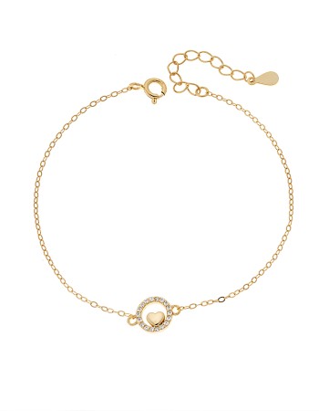 Βραχιόλι Γυναικείο Senza από επχρυσωμένο ασήμι 925, κύκλος με καρδούλα - SSR4681GD