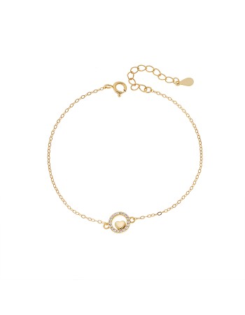 Βραχιόλι Γυναικείο Senza από επχρυσωμένο ασήμι 925, κύκλος με καρδούλα - SSR4681GD
