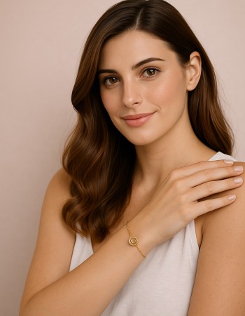 Βραχιόλι Γυναικείο Senza από επχρυσωμένο ασήμι 925, κύκλος με καρδούλα - SSR4681GD