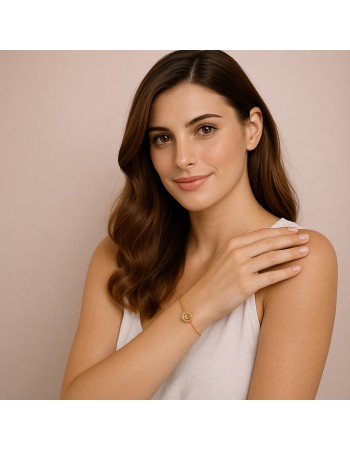 Βραχιόλι Γυναικείο Senza από επχρυσωμένο ασήμι 925, κύκλος με καρδούλα - SSR4681GD