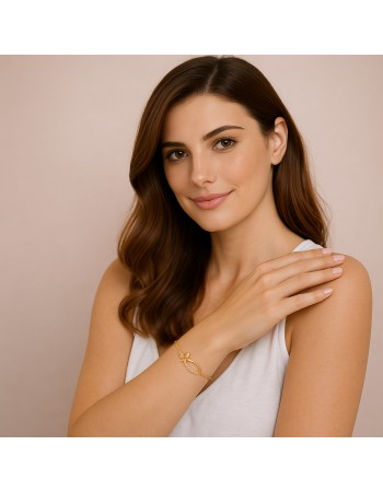 Βραχιόλι Γυναικείο Senza από επχρυσωμένο ασήμι 925, οβάλ περίγραμμα με πεταλούδα - SSR4682GD