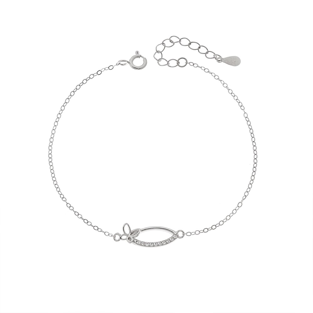 Βραχιόλι Γυναικείο Senza από ασήμι 925, οβάλ περίγραμμα με πεταλούδα - SSR4682SR