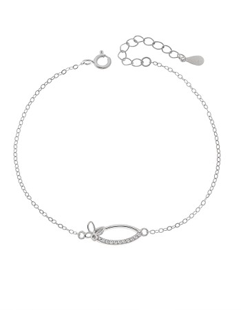 Βραχιόλι Γυναικείο Senza από ασήμι 925, οβάλ περίγραμμα με πεταλούδα - SSR4682SR