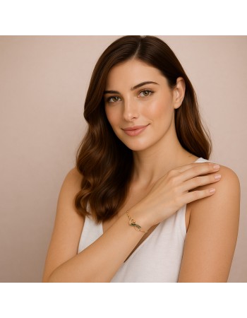 Βραχιόλι Γυναικείο Senza από επχρυσωμένο ασήμι 925, οβάλ περίγραμμα με πεταλούδα - SSR4683GGN