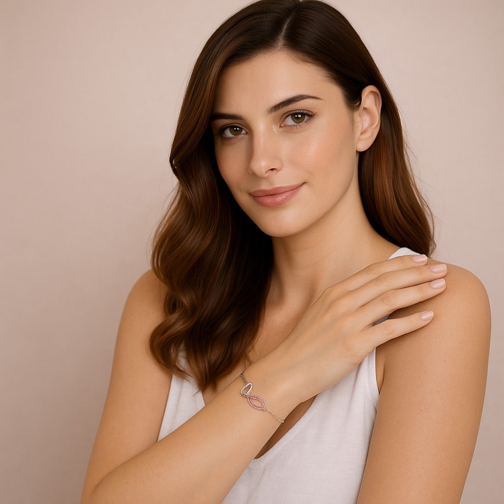 Βραχιόλι Γυναικείο Senza από ασήμι 925, οβάλ περίγραμμα με πεταλούδα - SSR4683SF