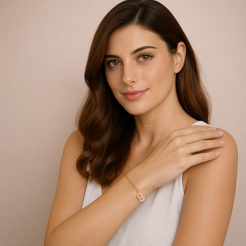 Βραχιόλι Γυναικείο Senza από επχρυσωμένο ασήμι 925, οβάλ περίγραμμα με πεταλούδα - SSR4684GD