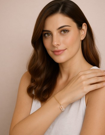 Βραχιόλι Γυναικείο Senza από επχρυσωμένο ασήμι 925, οβάλ περίγραμμα με πεταλούδα - SSR4684GD