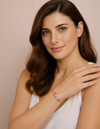 Βραχιόλι Γυναικείο Senza από ασήμι 925, οβάλ περίγραμμα με πεταλούδα - SSR4684SF