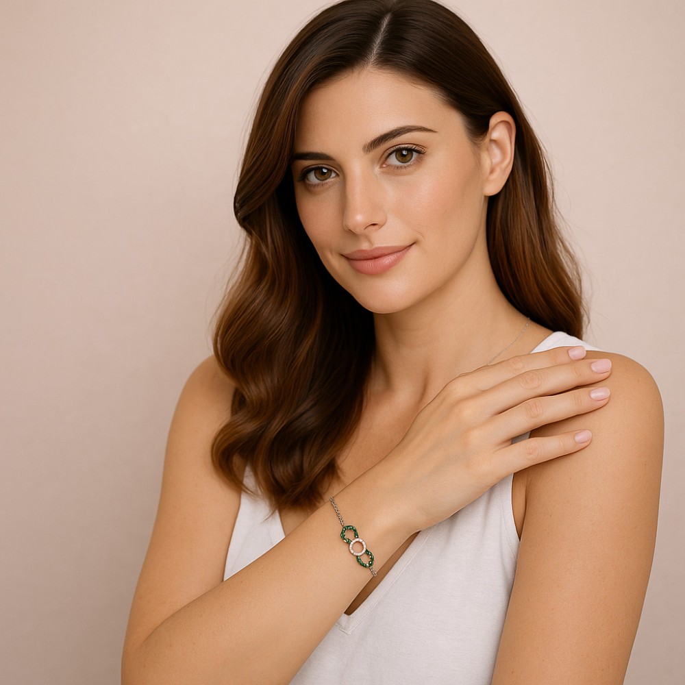 Βραχιόλι Γυναικείο Senza από ασήμι 925, οβάλ περίγραμμα με πεταλούδα - SSR4684SGN