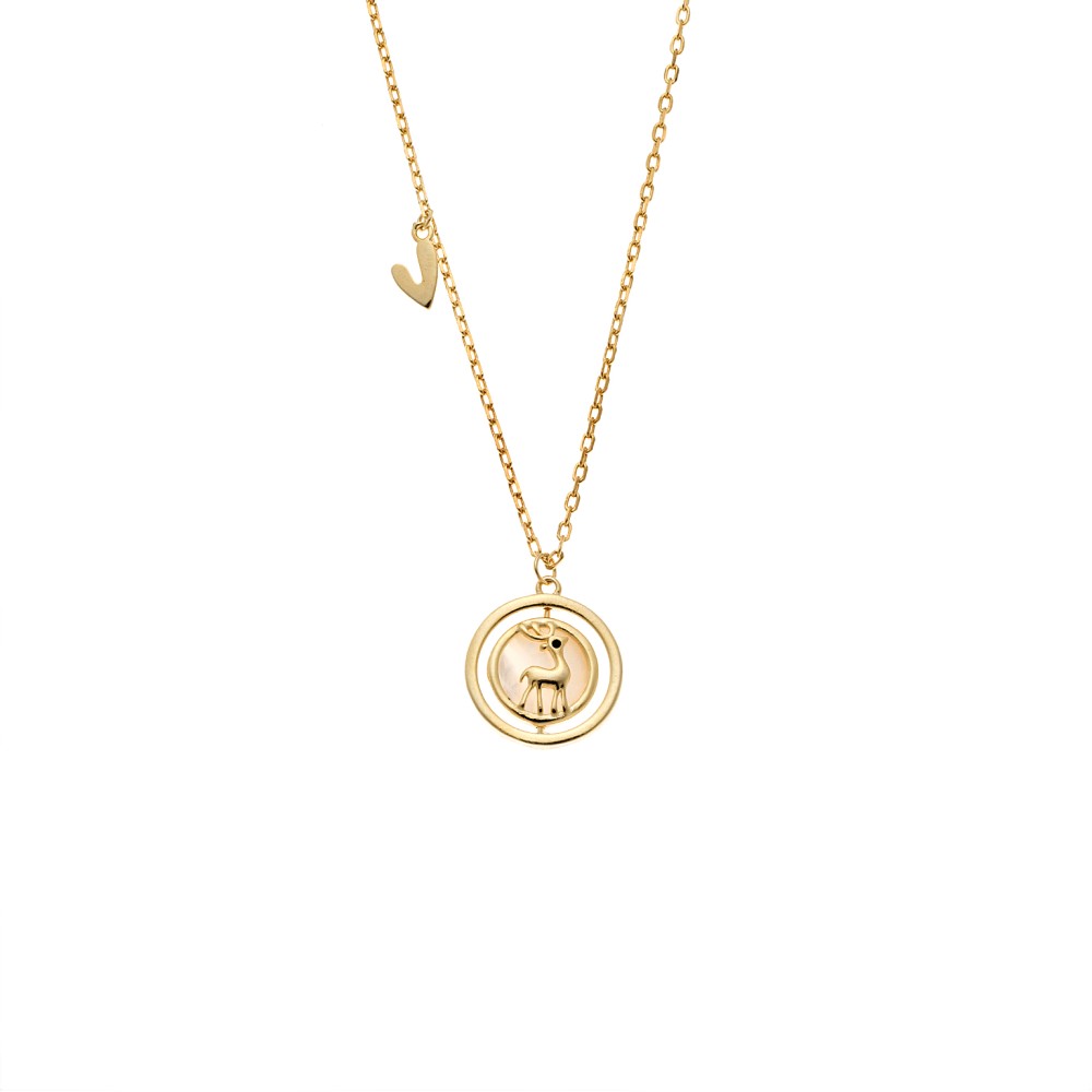 Κολιέ SENZA Ελάφι Rhodium Plated Ασήμι 925 με Φίλντισι - SSR4687GD