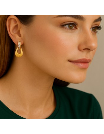 Σκουλαρίκια SENZA Κρίκοι Επίχρυσο Ασήμι 925, με Ζιργκόν πέτρες - SSR4688GD