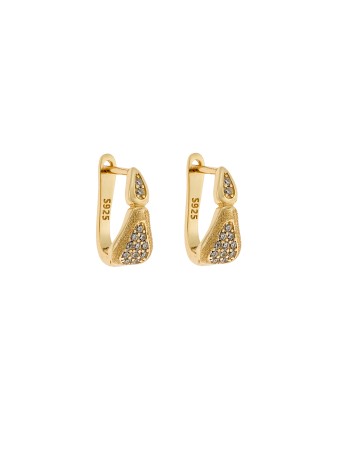 Σκουλαρίκια SENZA Κρίκοι Επίχρυσο Ασήμι 925, με Ζιργκόν πέτρες - SSR4689GD