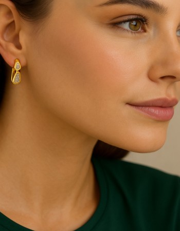 Σκουλαρίκια SENZA Κρίκοι Επίχρυσο Ασήμι 925, με Ζιργκόν πέτρες - SSR4689GD