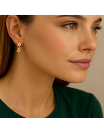 Σκουλαρίκια SENZA Κρίκοι Επίχρυσο Ασήμι 925, με Ζιργκόν πέτρες - SSR4689GD