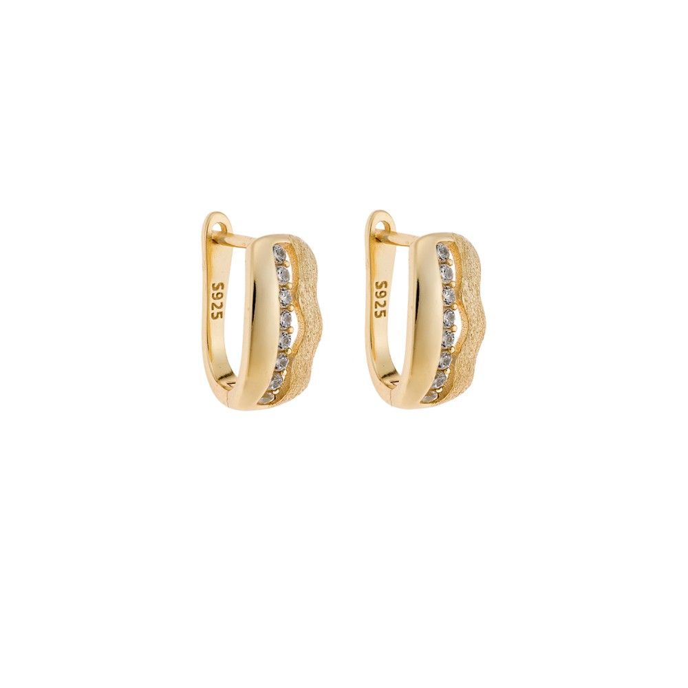 Σκουλαρίκια SENZA Κρίκοι Επίχρυσο Ασήμι 925, με Ζιργκόν πέτρες - SSR4691GD