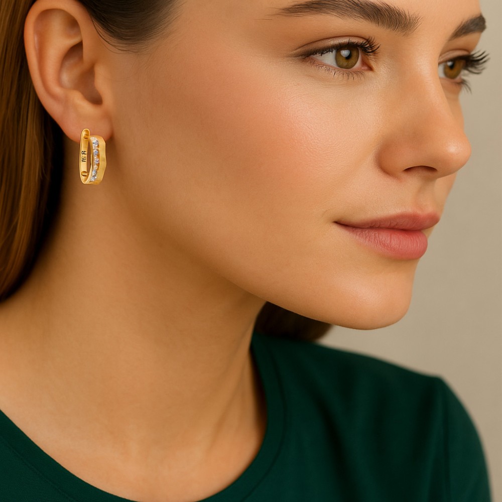 Σκουλαρίκια SENZA Κρίκοι Επίχρυσο Ασήμι 925, με Ζιργκόν πέτρες - SSR4691GD