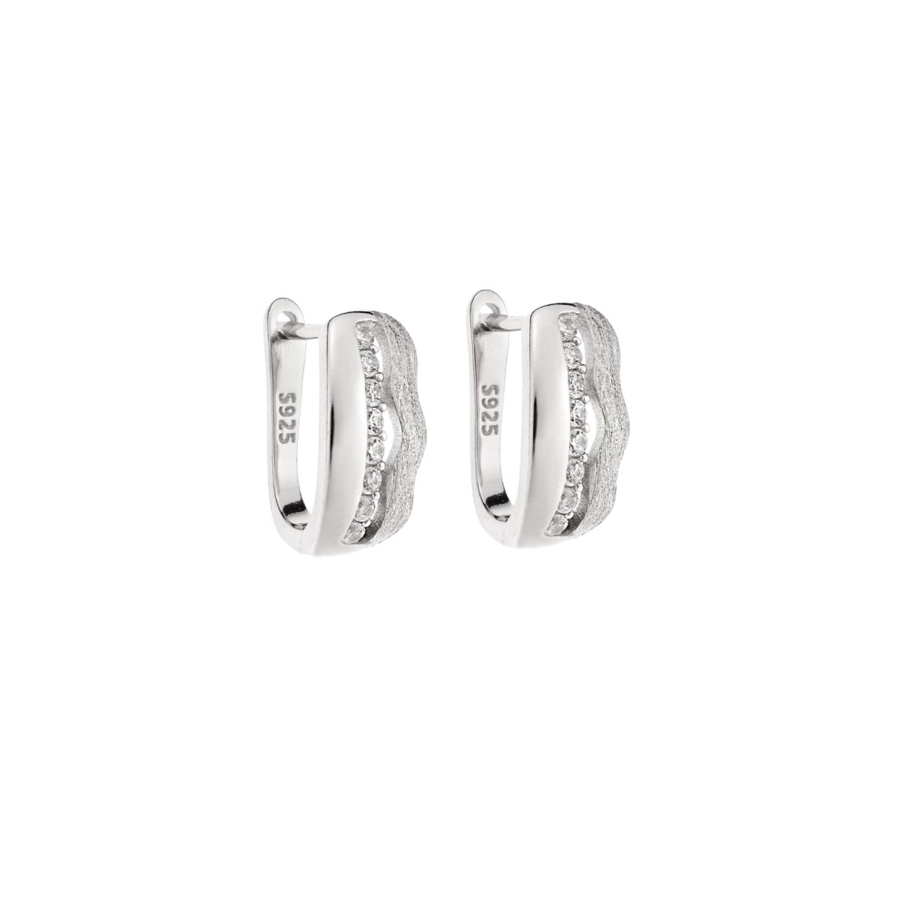 Σκουλαρίκια SENZA Κρίκοι Ασήμι 925, με Ζιργκόν πέτρες - SSR4691SR