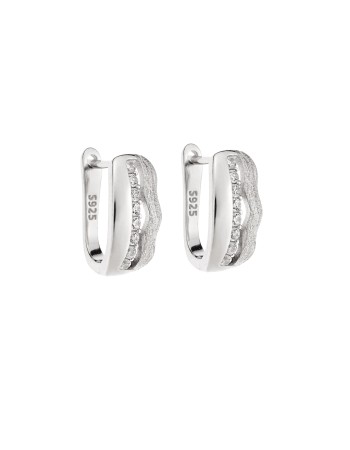 Σκουλαρίκια SENZA Κρίκοι Ασήμι 925, με Ζιργκόν πέτρες - SSR4691SR